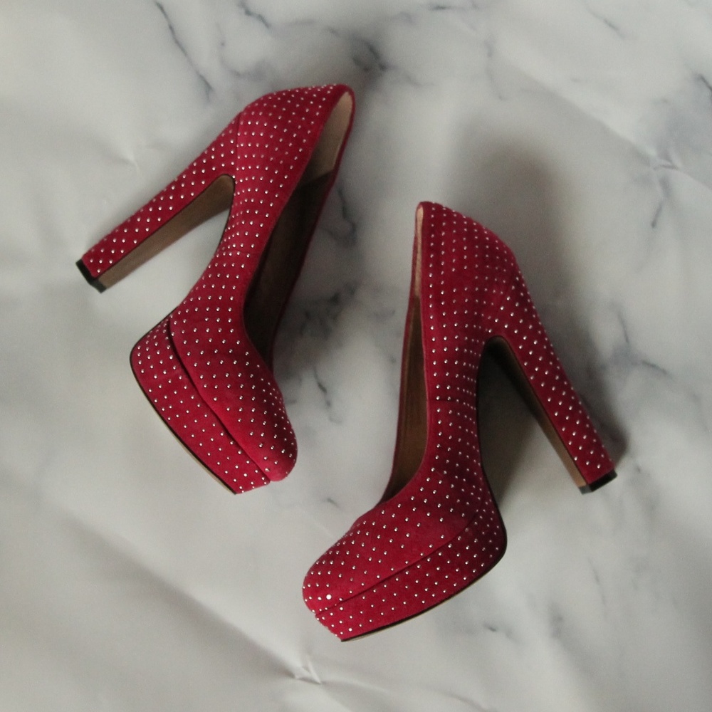 Bcbgeneration Joyss Raspberry Suede Stud Heels - image 2
